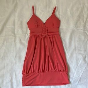 Pink long tank top with adjustable straps